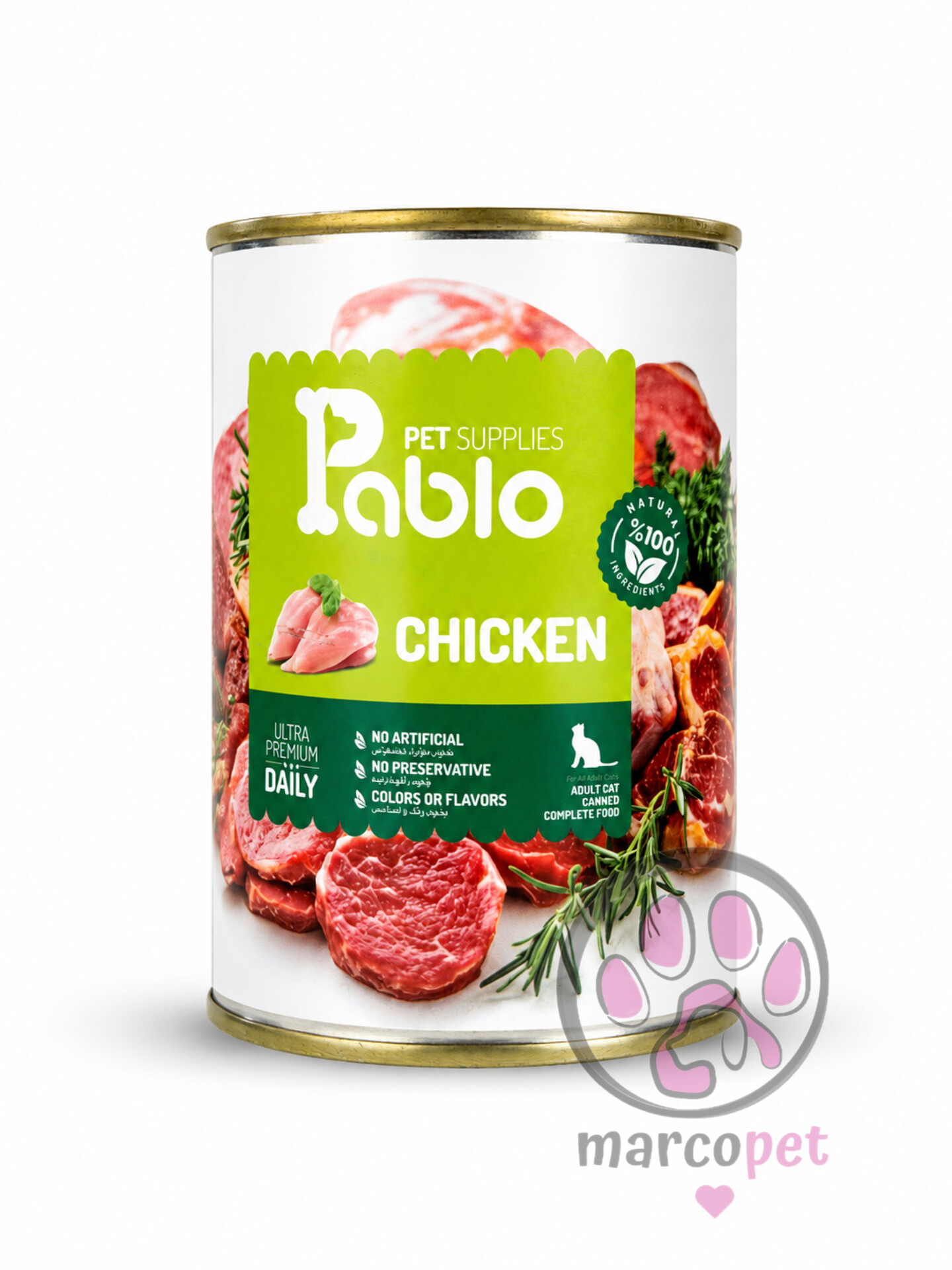 کنسرو غذای گربه پابلو (Pablo) طعم مرغ ۴۳۰ گرمی