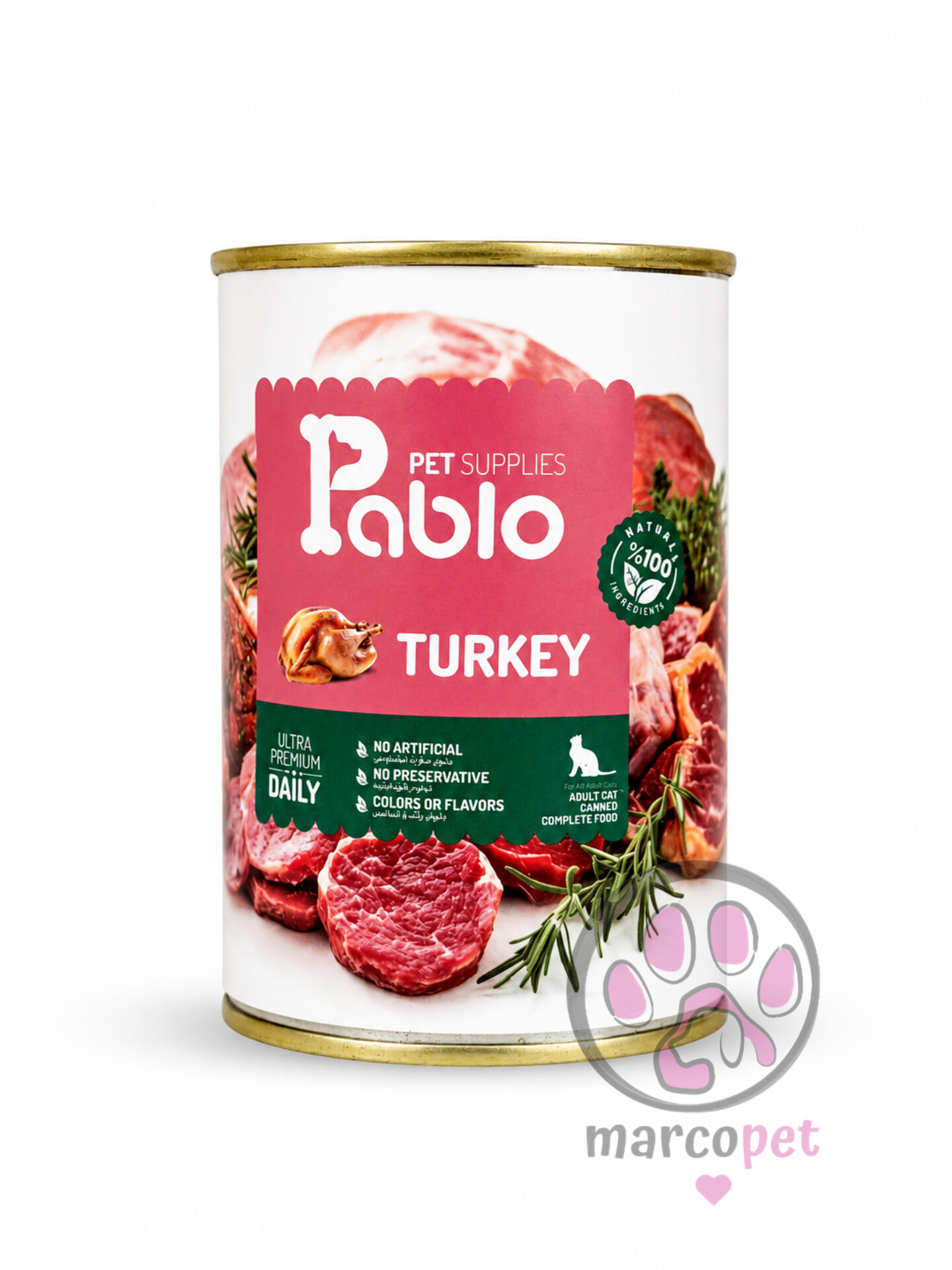 کنسرو غذای گربه پابلو (Pablo) طعم بوقلمون ۴۳۰ گرمی