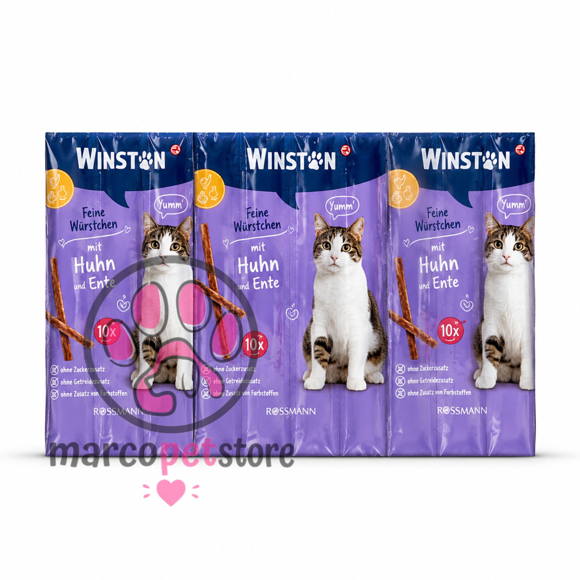تشویقی گربه وینستون Winston سوسیسی با طعم مرغ و اردک ۱۰ عدد