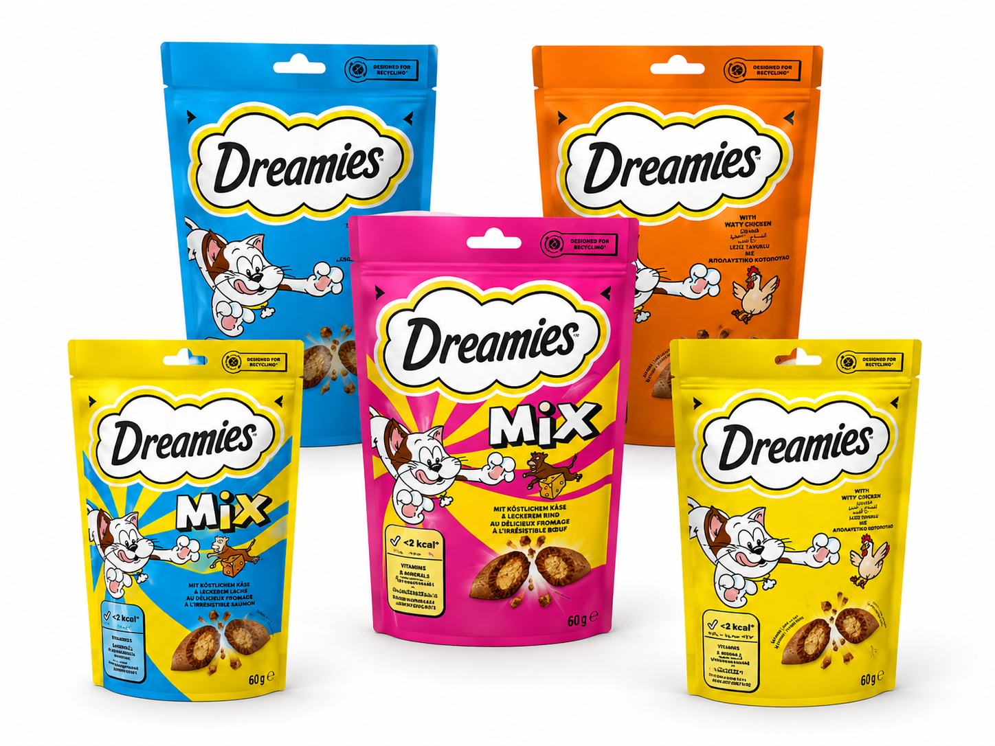 تشویقی گربه Dreamies دریمیز با طعم اردک ۶۰ گرم