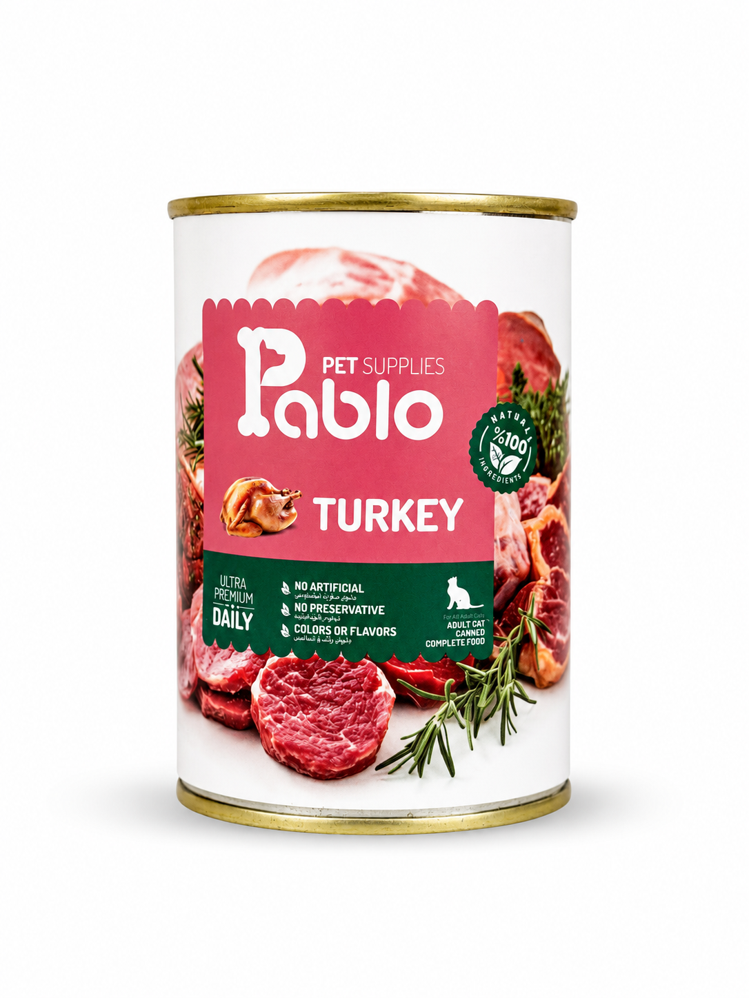 کنسرو غذای گربه پابلو (Pablo) طعم بوقلمون ۴۳۰ گرمی